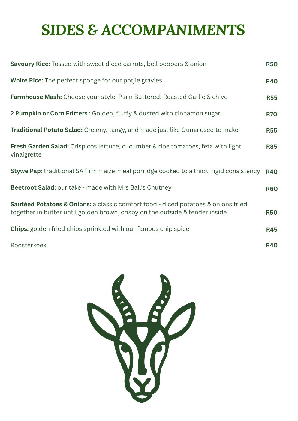 Food menu page 8