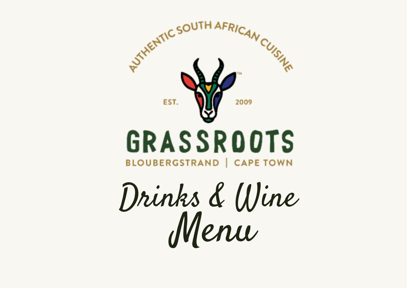 Drinks and wine list page 1