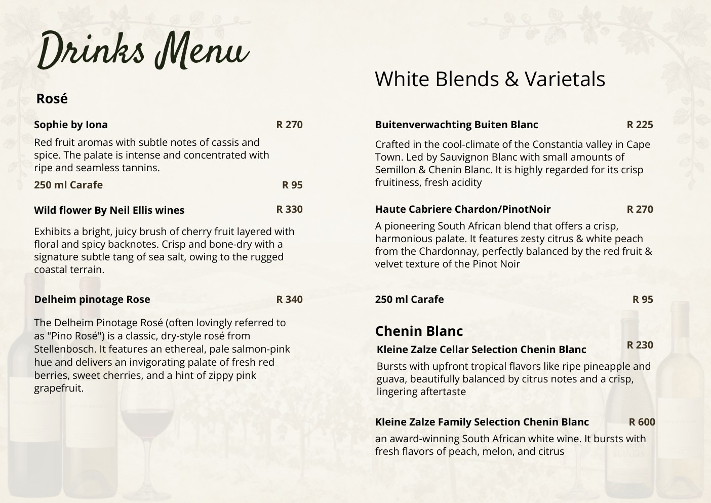 Drinks and wine list page 7